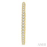 2 ctw Inside-Out Round Cut Diamond Oval Shape Hoop Earrings in 14K Yellow Gold